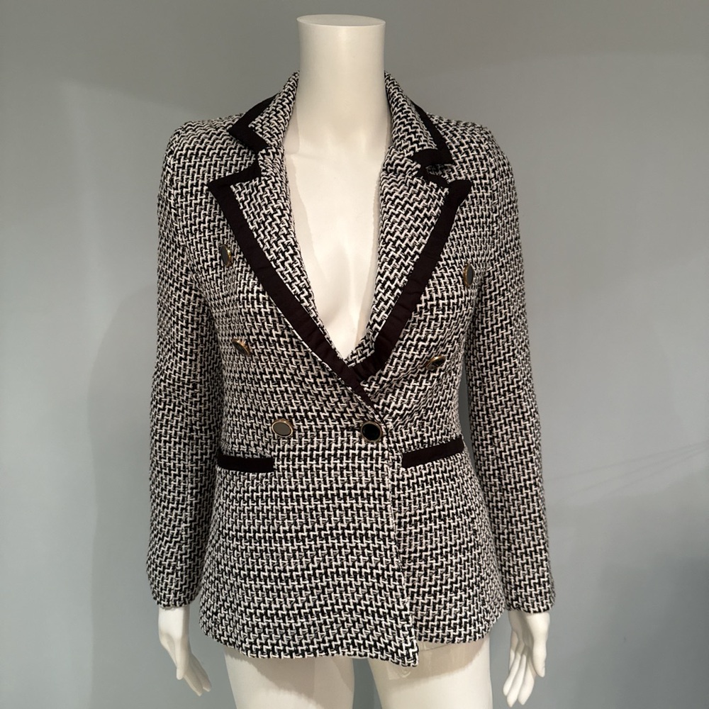 Women's Black and White Houndstooth Blazer
